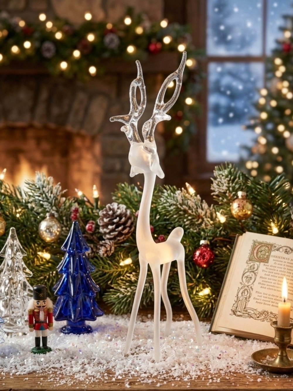 VINTAGE SILVESTRIE Glass Reindeer
